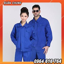 Quần áo bảo hộ xanh công nhân kéo khóa