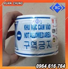 Băng rào cảnh báo màu trắng xanh loại 2 lớp