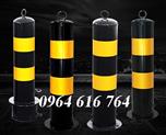 Cọc tiêu thép hình trụ phản quang màu vàng đen cao 50cm