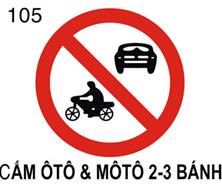 Biển báo Cấm ô tô và mô tô (biển báo 105)