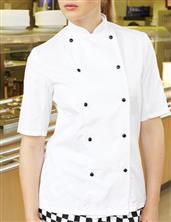 Áo bếp nữ tay ngắn màu trắng