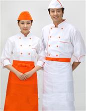 Đồng phục bếp nam nữ trắng viền cam